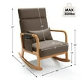 thumbnail image 2 of Solid Wood Rocking Chair, Nursery Upholstered Glider Rocker, Rocking Accent Chair with High Backrest, Pillow and Magazine Side Pocket for Living Room Bedroom Study(Set of 2, Brown), 2 of 9