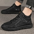 thumbnail image 2 of Mens Casual Shoes Summer Breathable Sneakers Loafers Walking Shoes Hand Made Lace-Up Leather Dress Flats Shoes for Driving Business Working Office, 2 of 5