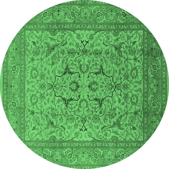 Ahgly Company Indoor Round Oriental Emerald Green Industrial Area Rugs, 8' Round