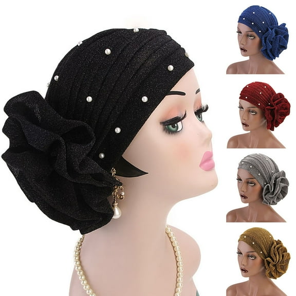 Zhaomeidaxi Women Turban Flower African Pattern Headwrap Sleep Beanie Pre-Tied Bonnet Elastic Knot Cap