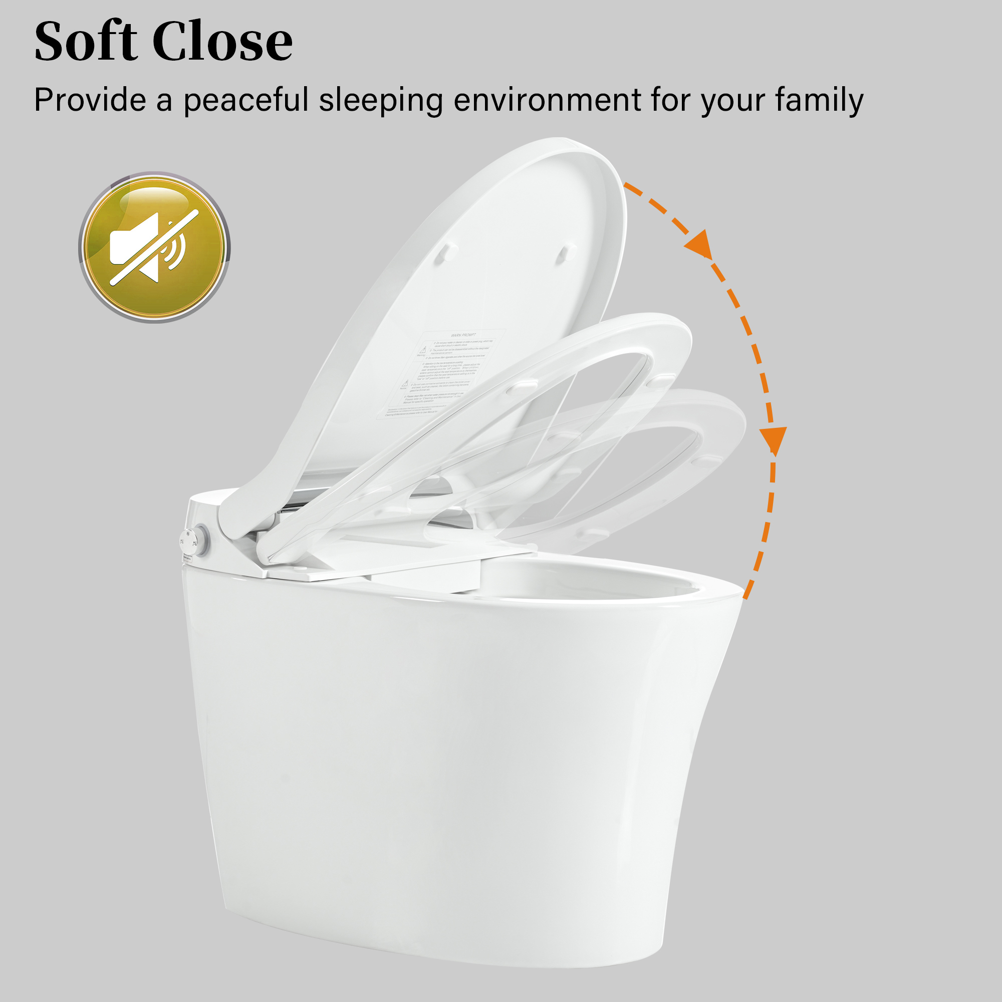Alvantor Smart toilet with Built-in Heated Seat, Elongated Toilet with Auto Flush, Foot sensor Flush, Night Light White