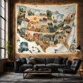 thumbnail image 6 of United States Travel Map with Camper Vans, Nostalgic Vintage Style for Travel Lovers, Road Trip Wall Decor Housewarming Gift, Tapestry Wall Hanging for Classroom and Dorm, 6 of 7