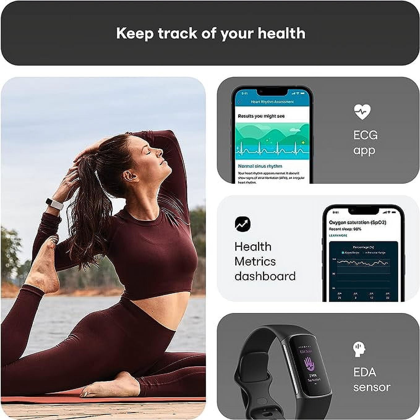 Open Box Fitbit Charge 5 Fitness Tracker FB421BKBK - Black/Graphite