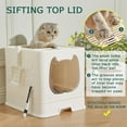 thumbnail image 5 of Cat Litter Box with Lid, Covered Top Entry Kitten Litter Pan for Small and Medium Cats, Anti-Splashing Kitty Potty with Slide-Out Litter Tray, 5 of 6