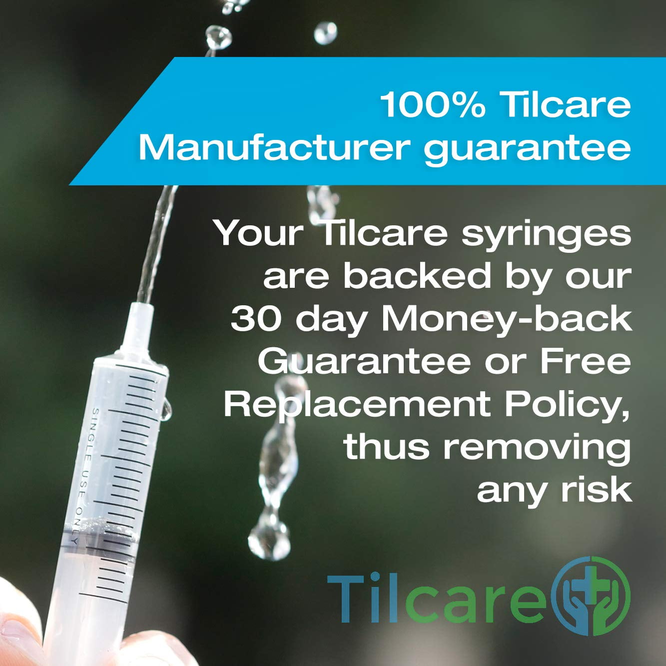 1ml Syringe Without Needle Luer Lock 100 Pack by Tilcare - Sterile Plastic Medicine Droppers for Children, Pets or Adults  Latex-Free Oral Medication Dispenser - Syringes for Glue and Epoxy
