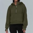 thumbnail image 1 of Sudadera Sudadera recortada para mujer Sudadera con capucha corta de manga larga informal Primavera Otoño Ropa deportiva Cgtredaw Verde Militar Xl para Mujer, 1 of 1