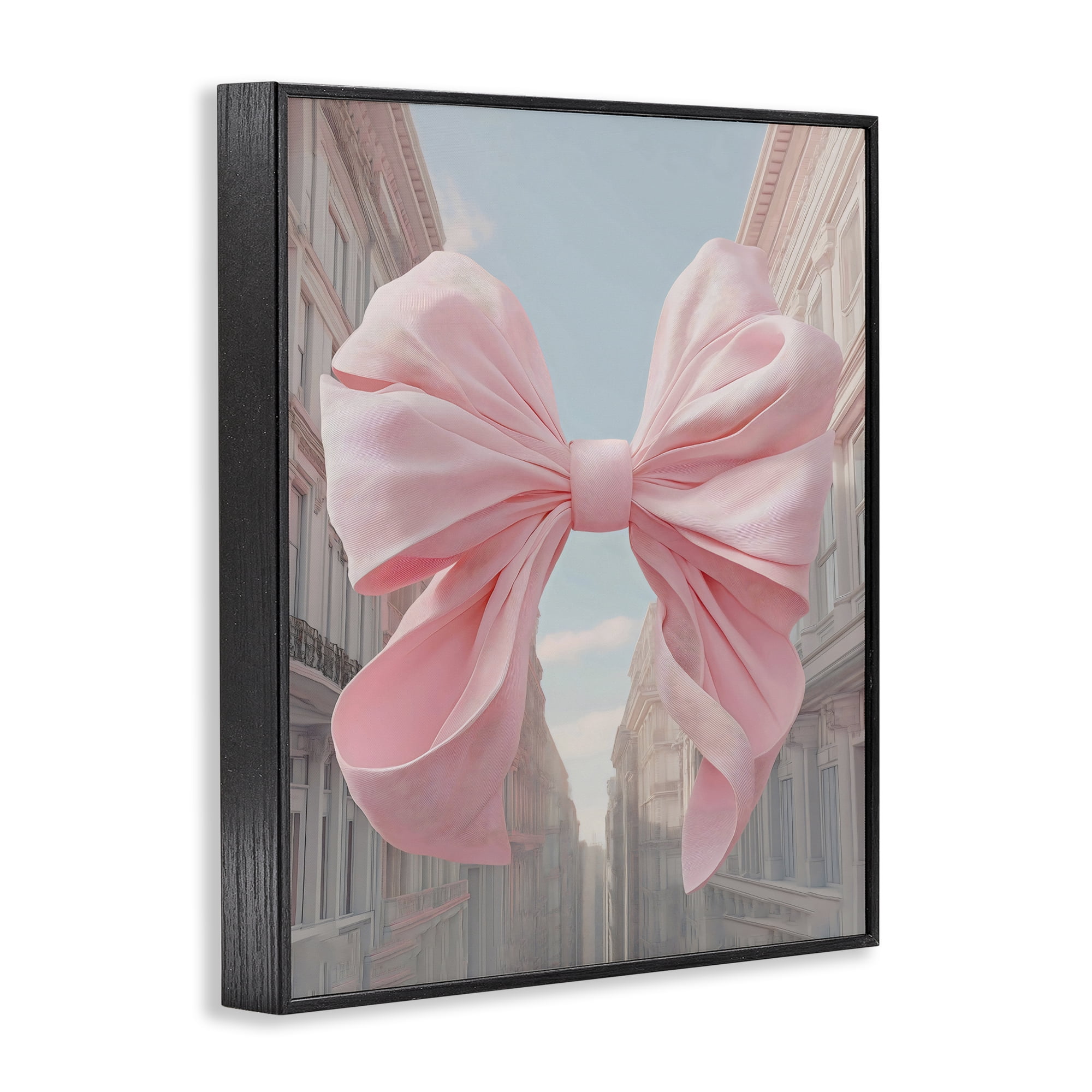 Stupell Industries Pink Bow over City Street Black Framed Giclee Art, design by The Prints Vibe