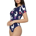 thumbnail image 2 of Haiem Lama in Space Women's Crew Neck Short Sleeve Bodysuit Tops Stretchy Slim Basic-Medium, 2 of 9