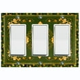 thumbnail image 1 of Metal Light Switch Plate Cover Elegant Starry Night Yellow Leaf Damask Green Frame FRA023, 1 of 1