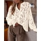 thumbnail image 3 of Blusa de Mujer PRETTYGARDEN Manga Larga con Encaje y Botones Beige Talla S, 3 of 9