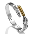 thumbnail image 4 of enjoywould Adjustable Opening Designed Bracelet Silver Color Irregular Feather Bangle Men Retro Style Alloy Jewelry Gift, 4 of 4