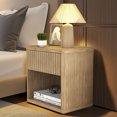 thumbnail image 2 of BCBYou Fluted Nightstand Set of 2, 22.7" Wide Bedside Table with Drawer and Storage, Mid Century Modern Wood End Table, Large Night Stand for Bedroom, Living Room, 2 of 7