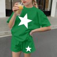 thumbnail image 6 of Spazoro Toddler Girls 2PC Outfit Set, Casual Short Sleeve T-Shirt & Shorts Star Print Summer Clothes Set for Kids Green Size 7-8, 6 of 8