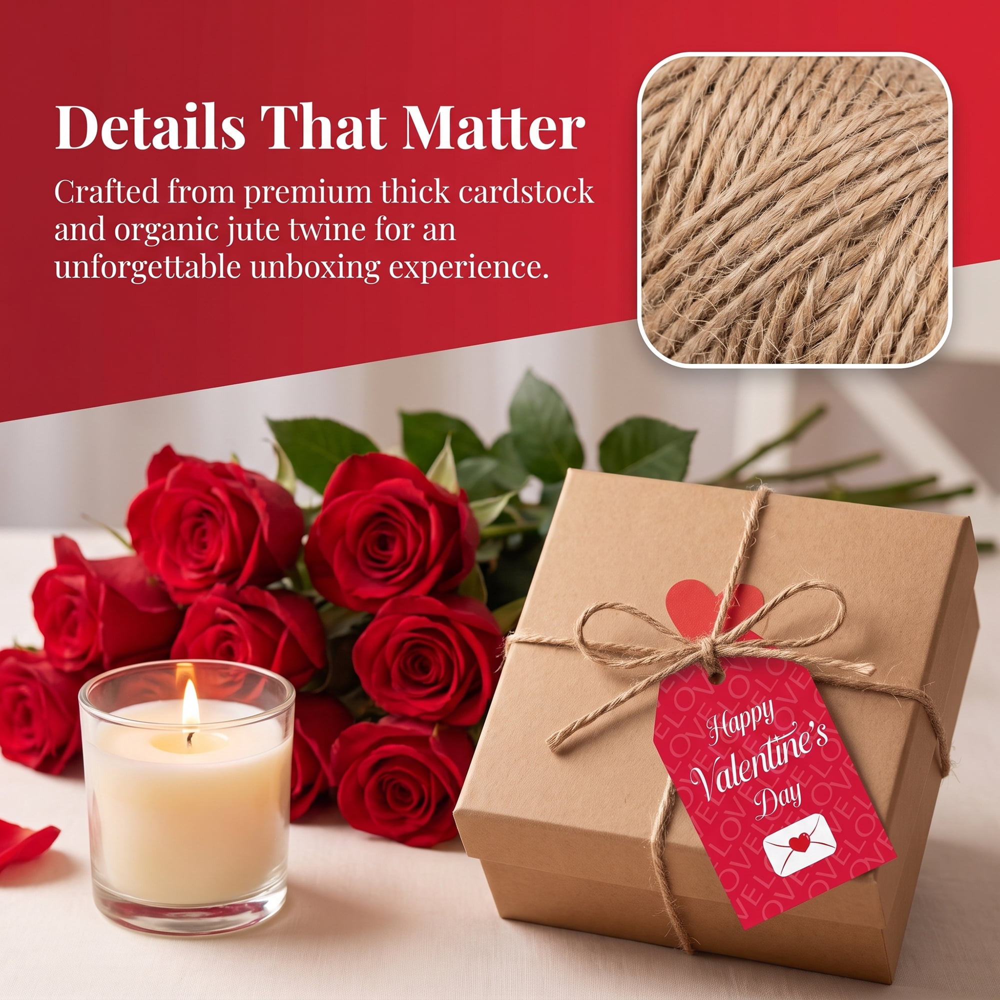 Unique Bargains Gift Tags with Twine for Present Wrapping and Crafting Love Letter 2" x 3.1"