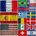 thumbnail image 2 of Letrero de hojalata con emblema de bandera de madera vintage, placa decorativa de Francia, España, Suiza y EE. UU. para decoración de pared de bar, cafetería y cueva de hombre, 2 of 5