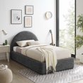 thumbnail image 2 of Platform Bed Frame, Twin Size, Grey Gray, Fabric, Bedroom, Modern Contemporary HB36778, 2 of 9