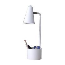 Ore International 19.5" In Student White Metal Task Desk Lamp W/ Organizer