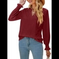 thumbnail image 3 of Camisa Informal de Larga con Cuello en V para Mujer Vino Tinto XXL, 3 of 10
