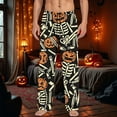 thumbnail image 2 of Yuncity Mens Halloween Pajama Pants Hallowmas Printed Casual Joggers Elastic Waist Soft Comfortable Pull On Trousers With Drawstring for Party Sleep Pants Light Blue Xxxl, 2 of 4