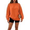 thumbnail image 5 of Garbnen Crew Neck Sweatshirts Women Oversized Women's Long Sleeve Shirts Casual Fall Winter Soft Trendy Womens Pullover Tops Orange L, 5 of 5
