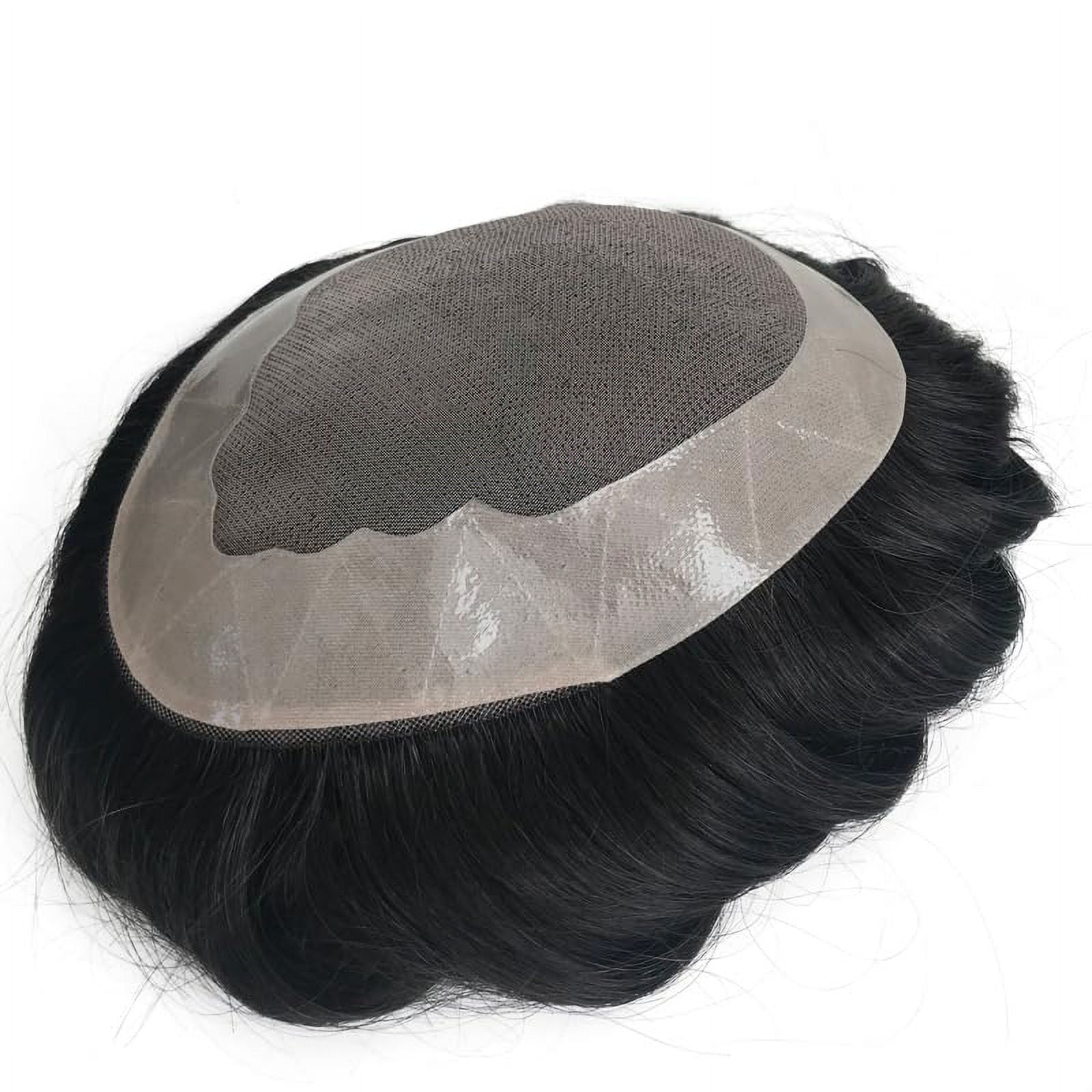 Duro Mono Base Men Toupee 100% Human Hair Hair Replacement System for Men Natural Black Wig Invisible Hairline