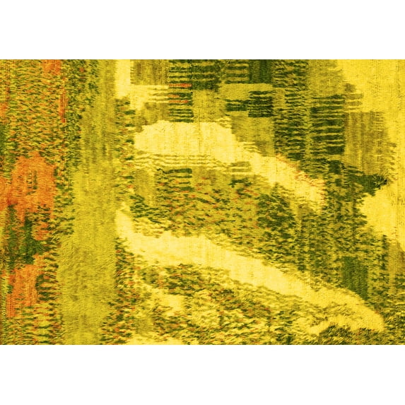 Ahgly Company Machine Washable Indoor Rectangle Abstract Yellow Modern Area Rugs, 5' x 8'