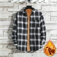 thumbnail image 4 of Huankd Men's Sherpa Lined Flannel Shirt Jacket Plaid Button Up Jacket Coat with Pocket Gray L, 4 of 4