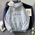 thumbnail image 4 of Sudaderas con capucha informales para mujer Otoño Invierno nuevo Tricolor Colorblock estampado de letras cuello redondo manga larga suéter femenino, 4 of 5