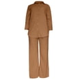 thumbnail image 4 of Ecqkame Women's 2 Piece Outfit Set Women's Cotton Solid Button Long Sleeve Shirt Blouse And Pants Set With Pocket Khaki XL, 4 of 4