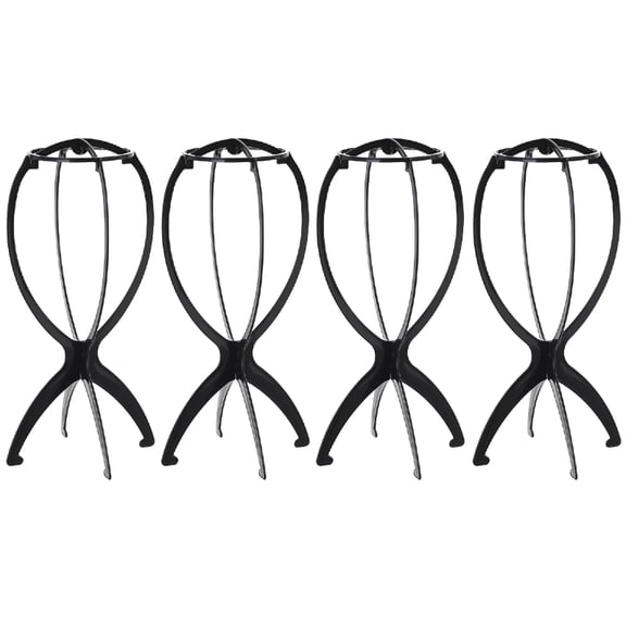 4 Pack Foldable Wig Stand, Portable Wig Holder for Drying and Storing Wigs, Lightweight Hairpiece Stand for Home and Travel