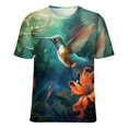 thumbnail image 5 of Flower Hummingbird T Shirts Basic T-Shirt Short Sleeve Ladies Tee Shirt Summer Graphic Clothing, 5 of 6