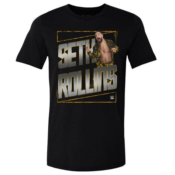 Men's 500 Level Black Seth Rollins Gold T-Shirt