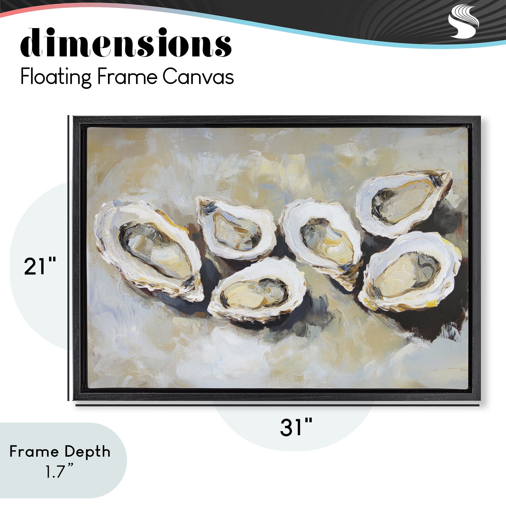 Stupell Industries Line of Oysters in Neutrals Black Framed Floater Canvas Wall Art, design by Sisi and Seb