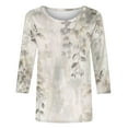 thumbnail image 5 of PuLe Women's Top 3/4 Sleeve Tunic Tops for Women Summer Floral Print Tees Shirts Womens Crew Neck 3/4 Sleeve Basic T-Shirts, 5 of 5