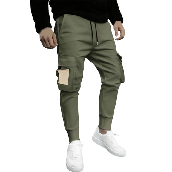 Levmjia Men's Jogger Pants with Drawstring Waist Elastic Cuff Sweatpants Polyester Casual Trousers Solid Color Sport Pants S-3XL