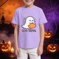 thumbnail image 5 of CAUYDY Kids T-Shirts Halloween Cartoon Ghost Printed Short Sleeve Tops for Girls Casual Fall Shirts Purple Sizes 7-8 Years, 5 of 6