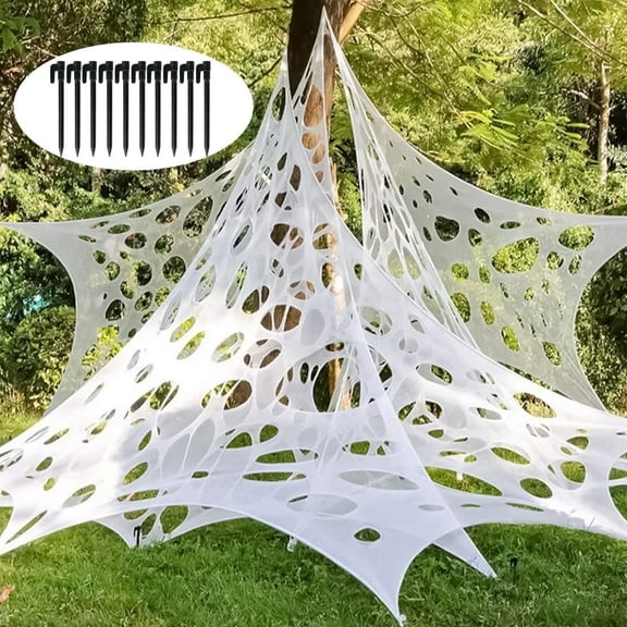 Halloween Spider Web Decorations Outdoor, DIY Cut Your Own Giant Stretchy Beef Netting Gauze Cobweb Haunted House Decor  800 sqft