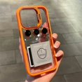 thumbnail image 1 of Transparent Bumper Shockproof Case For Apple iPhone 15 14 13 12 11 16 Pro Max Plus Metal Camera Protection Ring Lens Stand Cover Orange For iphone15Promax, 1 of 6
