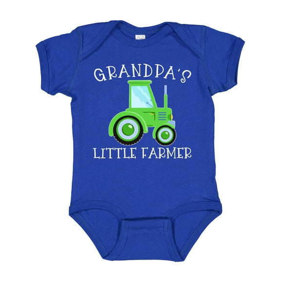 Inktastic Grandpa's Little Farmer- Green Tractor Boys or Girls Baby Bodysuit