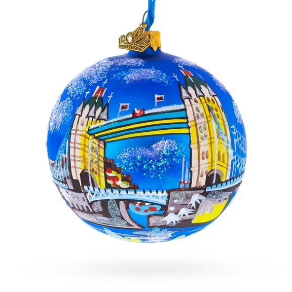 Tower Bridge, London, United Kingdom Glass Ornament 4 Inches
