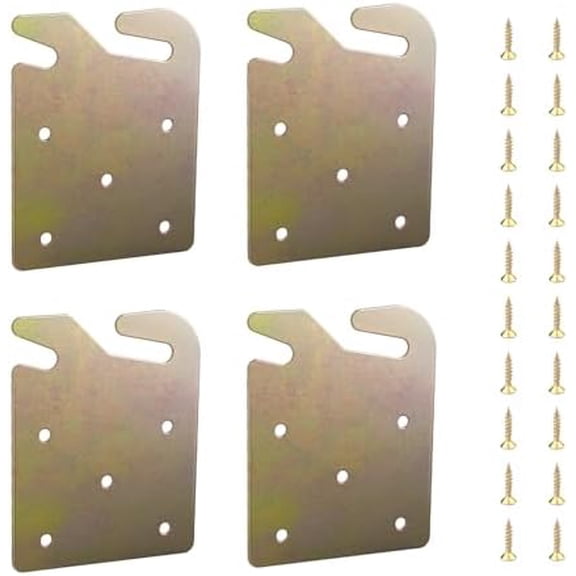 Bed Frame Brackets 4PCS Wood Bed Frame Hardware Universal Replacement Parts Rail Hook Plates for Headboard and Footboard