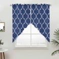thumbnail image 3 of Blue Plaid Swag Valances for Windows 2 Pack Retro Country Moroccan National Geometrical Plaid Swag Kitchen Curtains 63 Inches Long Rod Pocket Short Window Treatment for Kitchen Bathroom 36"x63", 3 of 9