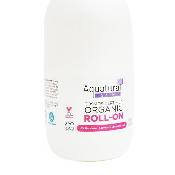 Aquatural Unisex Organic Roll-On Deodorant , Cruelty-Free & Eco-Friendly, 2.53 fl oz