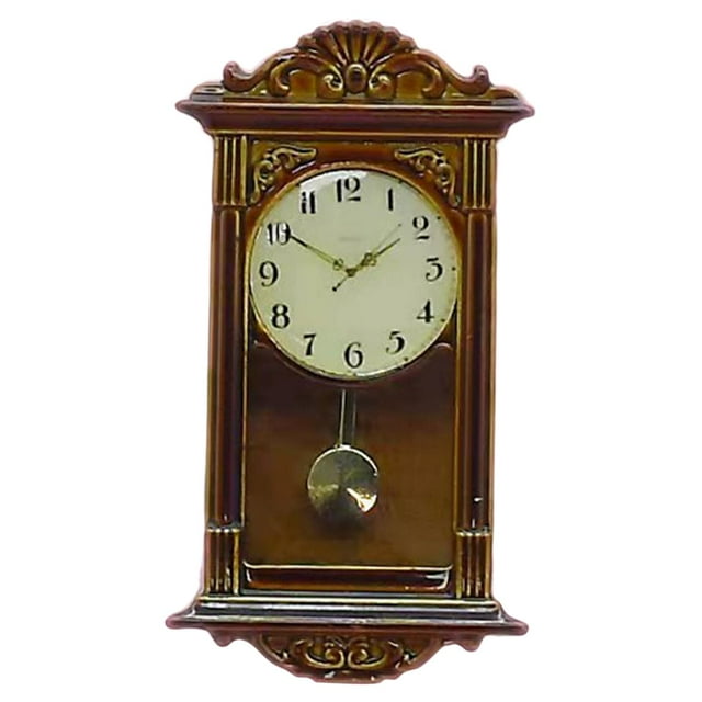Milaget Wooden Dollhouse Pendulum Clock Props Pretend Accessory Decoration for Gifts