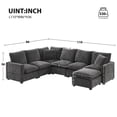 thumbnail image 2 of 110*84" Modern Sofa, 7 Seat Chenille Sectional Couch Set with 2 Pillows, Modern Minimalist Couch,Upholstered Sleeper for Living Room, Apartment, Office, Free Combination, Black+Grey, 2 of 9