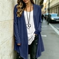 thumbnail image 6 of FRSASU Women's Cardigan Cotton Linen Lightweight Open Front Cardigan Long Sleeve Casual Long-Length Trendy Outerwear Navy, 6 of 8