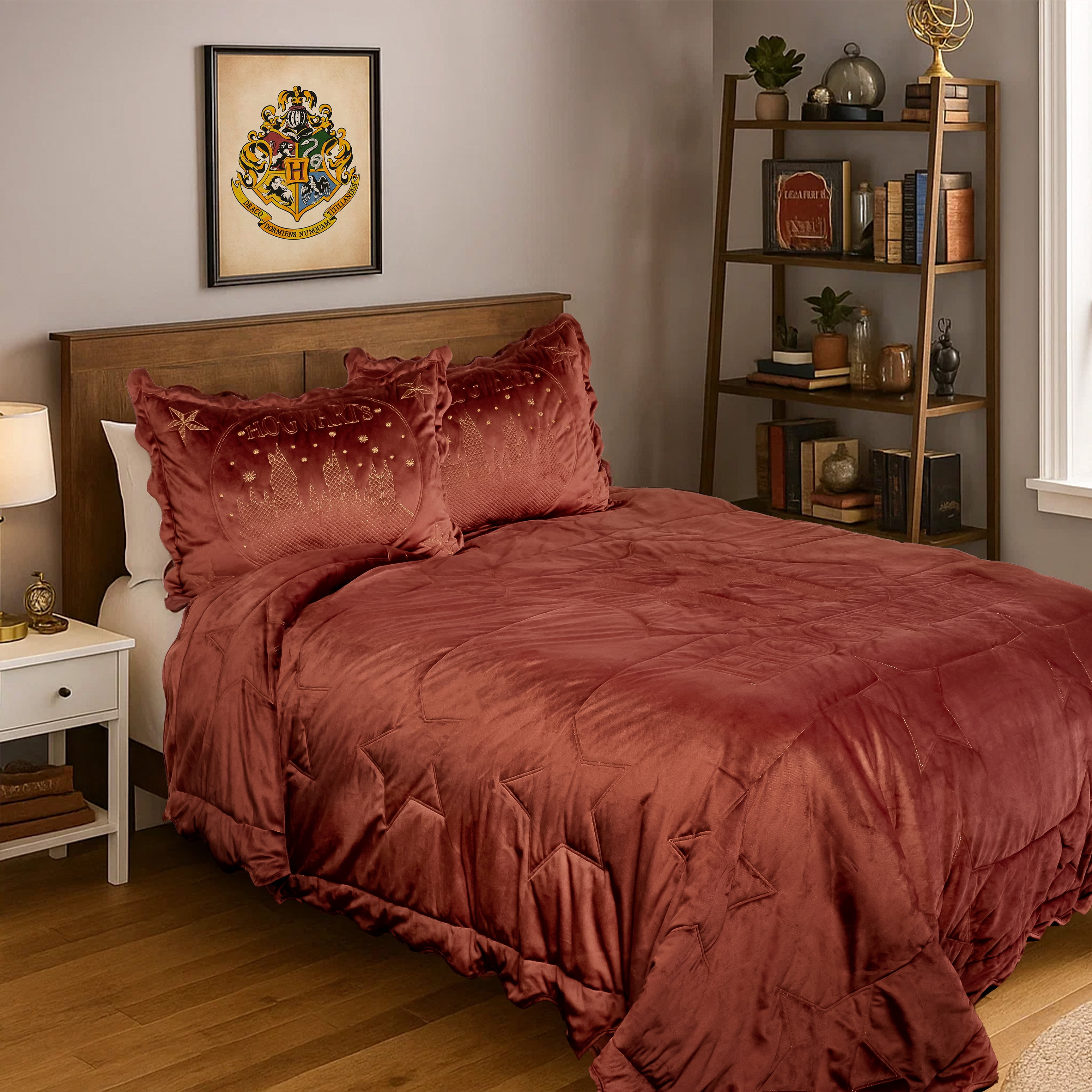 Harry Potter Golden Hogwarts 3 Piece Full/Queen Bedding Set for All Ages