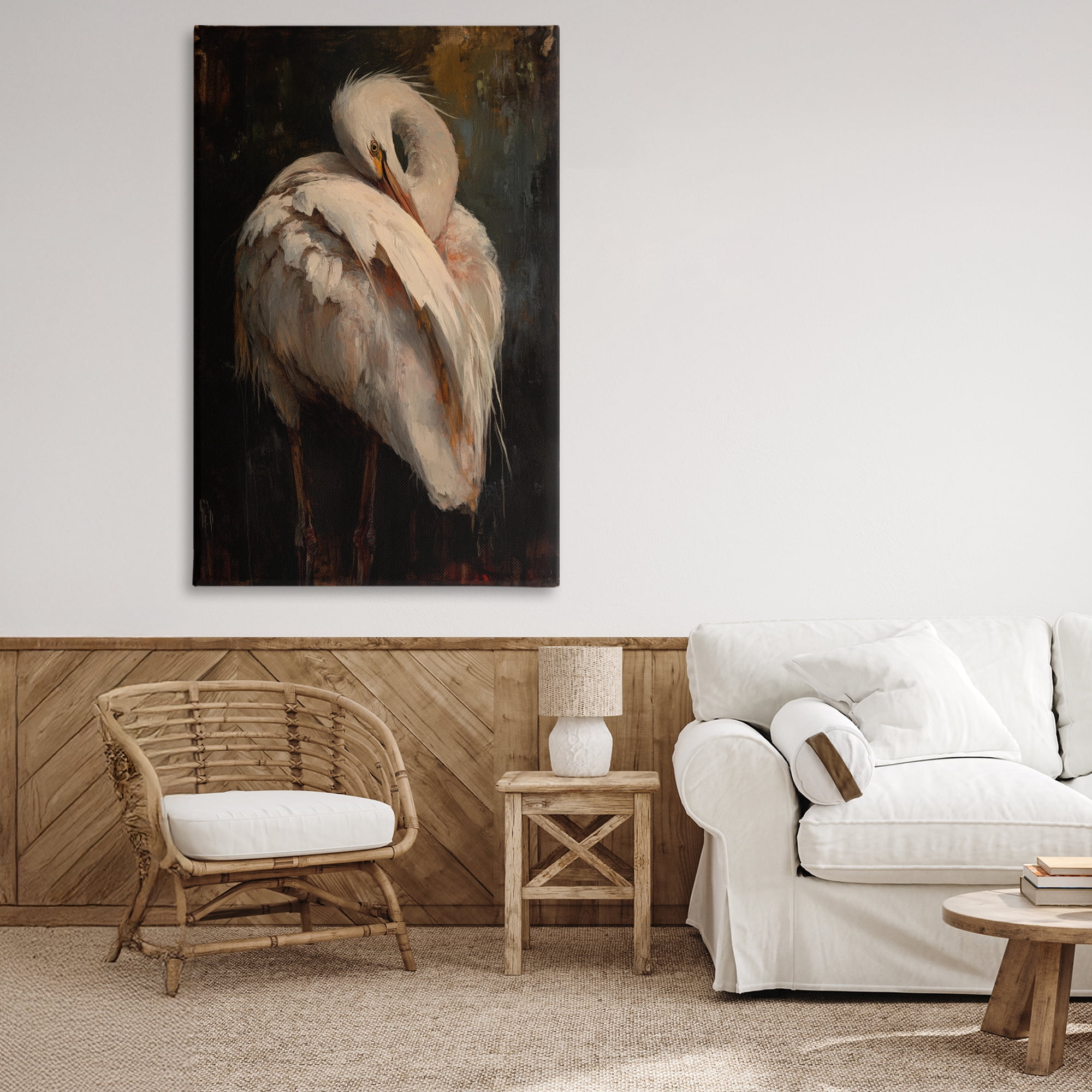 Stupell Industries Sleeping Egret in Golden Light Canvas Wall Art, design by Petal Prints Design