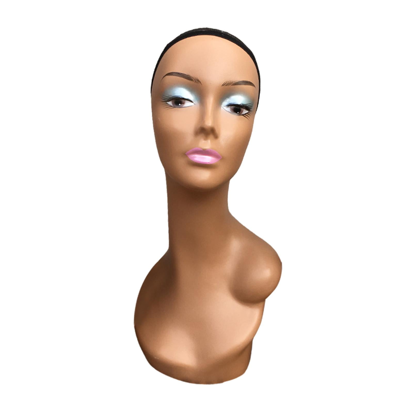 Female Mannequin Head, Manikin Long Neck Durable Multipurpose with Makeup, Professional Display Model for s Displaying Making Styling Style D