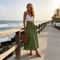 thumbnail image 5 of Maxi Skirts for Women Casual Boho Swing Pleated Beach Long Skirts Smocked Elastic High Waisted Skirts with Pockets L, 5 of 9